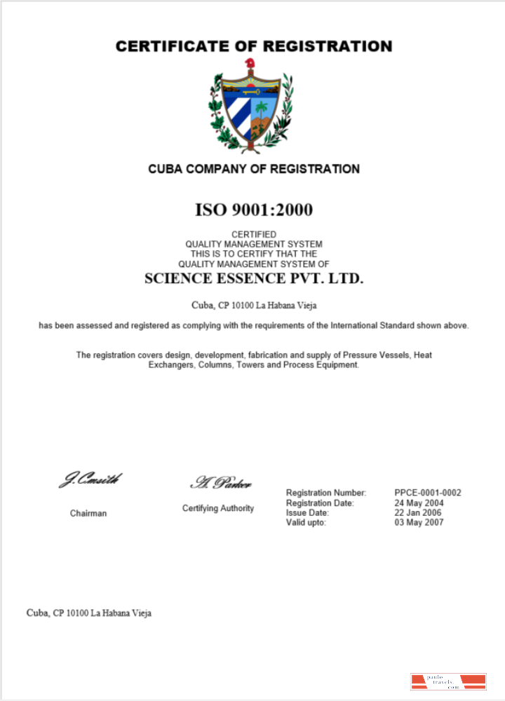 Cuba certificate of registration Word and PDF template